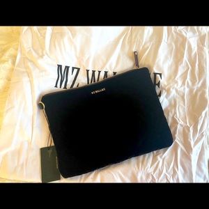 MZ Wallace Quilted Black Velvet Metro Pouch